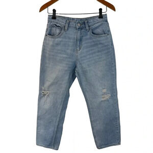 Old Navy Light Wash Girls Jeans Size 14 High Rise Slouchy Straight Denim Bottom